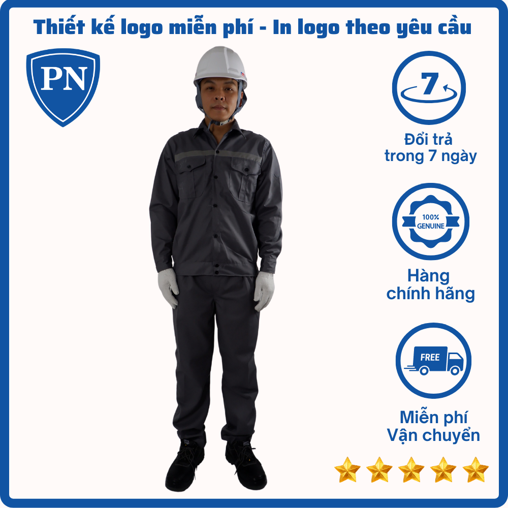 Quần áo bảo hộ lao động màu chì có phản quang