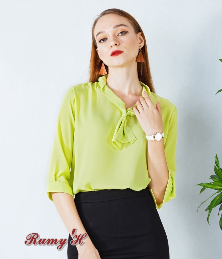 Áo Kiểu Tim Dây Nơ Rumy'h 100% vải lụa châu toan cát  Size M L