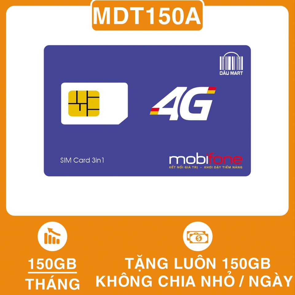Sim 4g mobifone mdt150a tặng luôn 150gb/tháng không chia nhỏ data theo ngày - dmc telecom