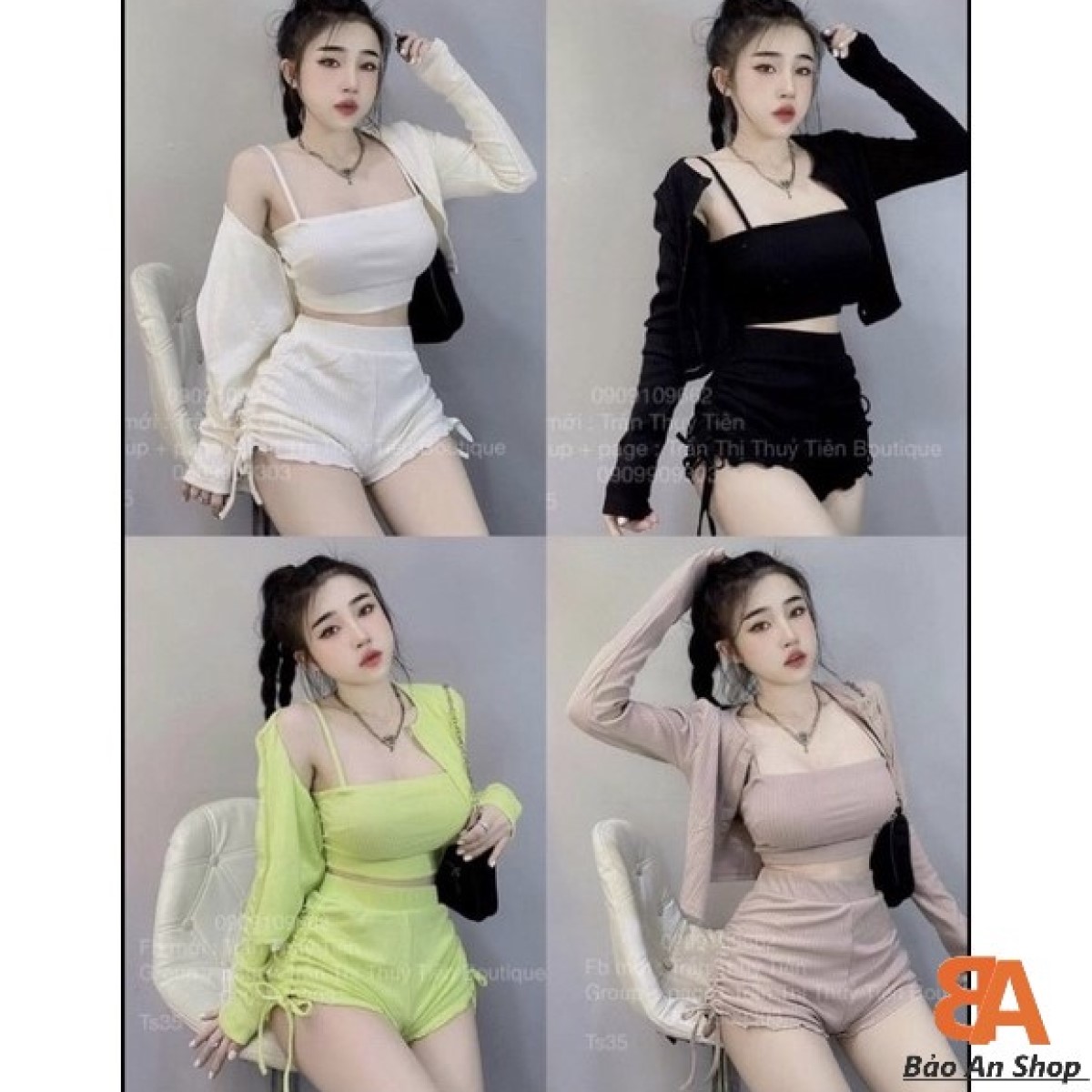 Sét bộ 3 món quần lưng thun rút dây chất gân dày dặn co giãn FreeSize