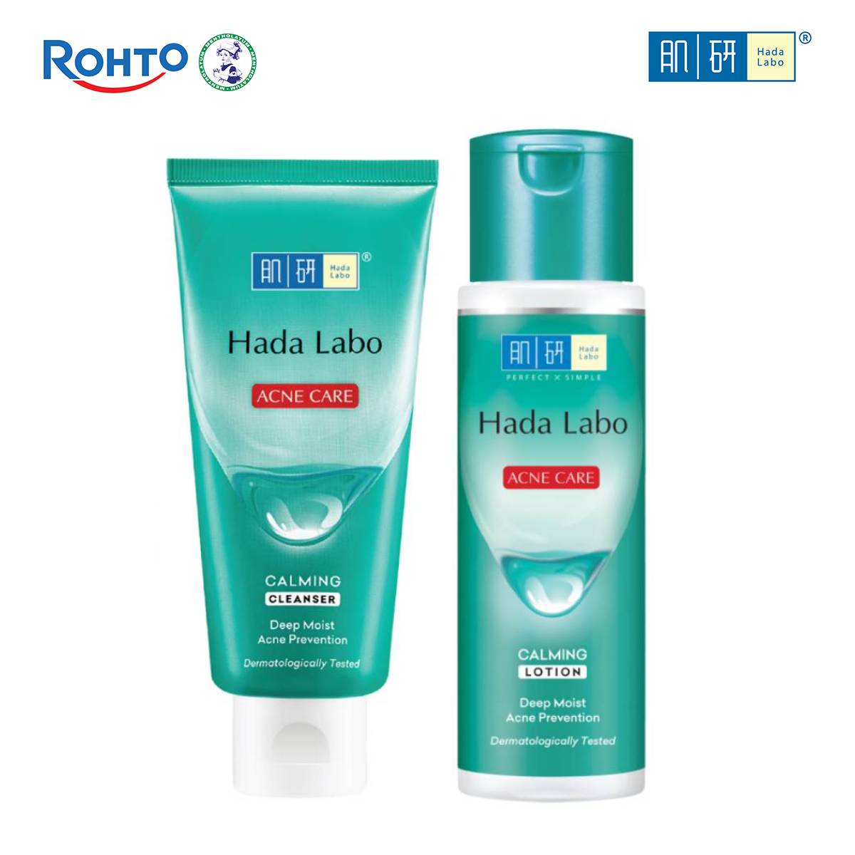 [VB] Bộ đôi Sữa rửa mặt - Lotion dưỡng ẩm cho da mụn, da nhạy cảm Hada Labo Acne Care Calming (Sữa rửa mặt 80g + Dung dịch dưỡng ẩm 170mL)