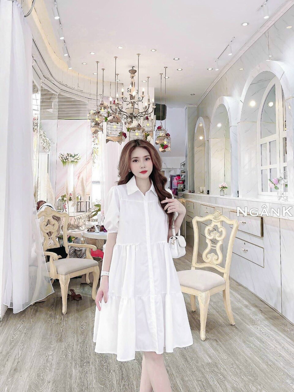 [HCM]Đầm sơ mi nữ đi chơi form babydoll xòe xinh xắn