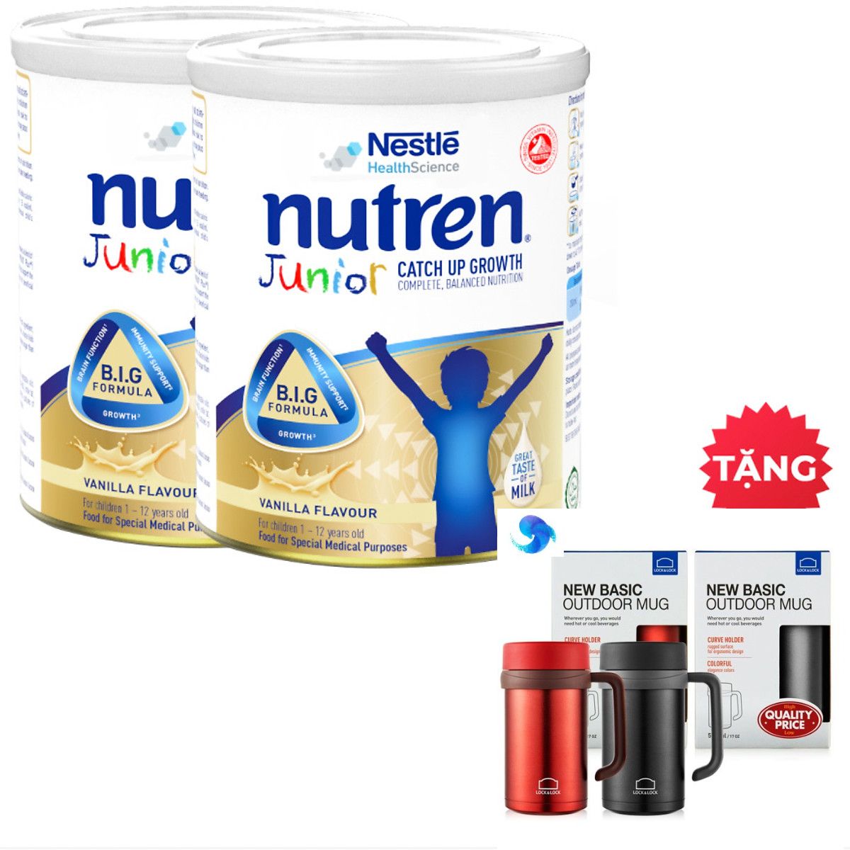 Combo 2 lon nutren junior 800g. hỗ trợ tăng cân hiệu quả. sữa chính hãng nestlé thụy sĩ.tặng bình giữ nhiệt lock and lock