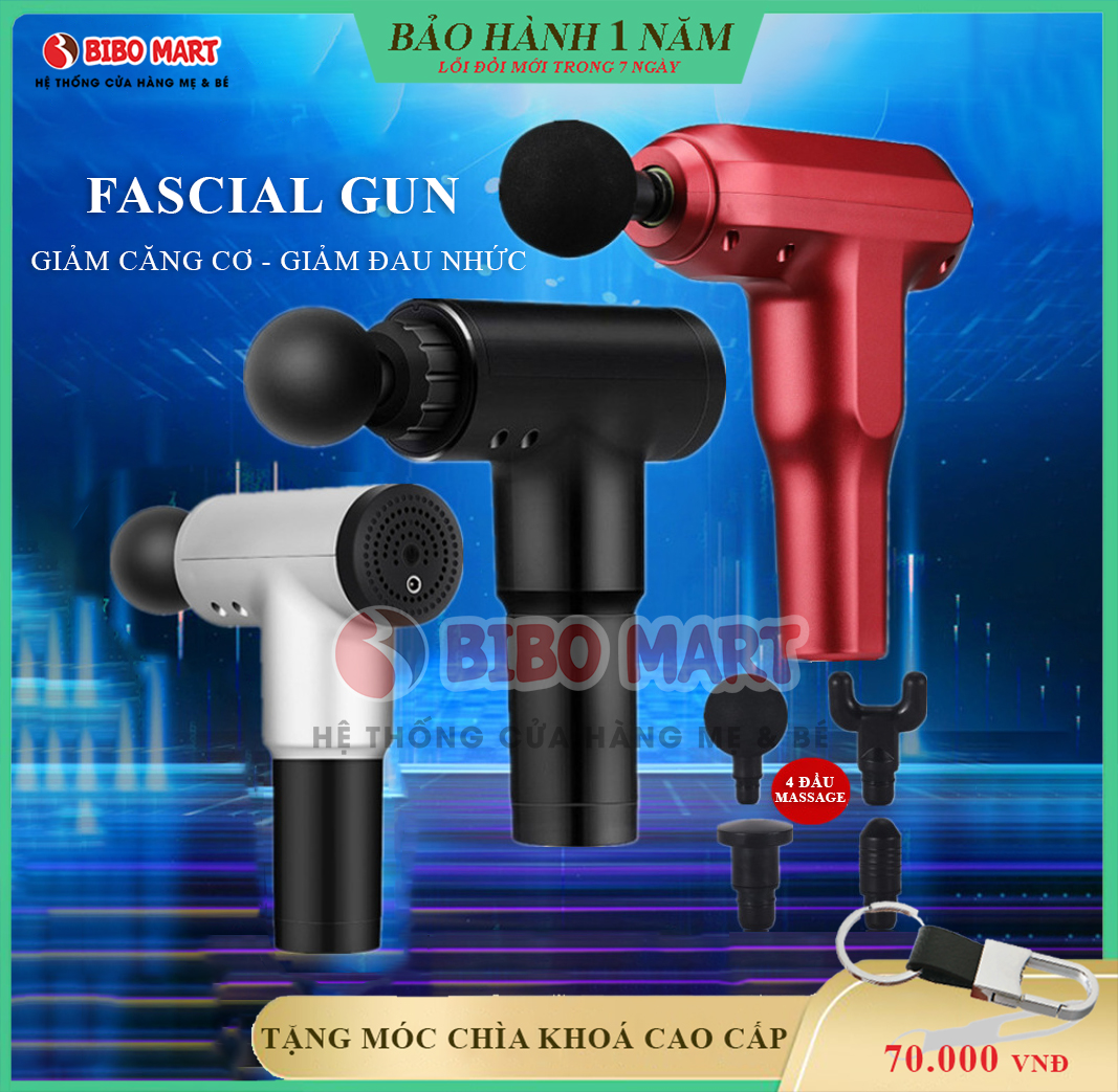 Máy massage cầm tay Fascial Gun đa chức năng trị đau mỏi căng cơ mạnh mẽ có 6 tốc độ hiệu quả giảm cứng cơ và đau nhức, tăng lưu thông máu Bảo hành 1 năm lỗi đổi mới trong 7 ngày