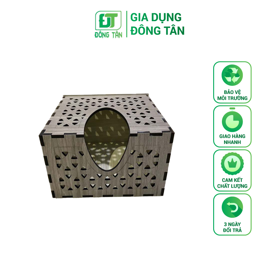 [HCM]Hộp Đựng Khăn Giấy Ăn Bằng Gỗ ĐÔNG TÂN Hình Vuông