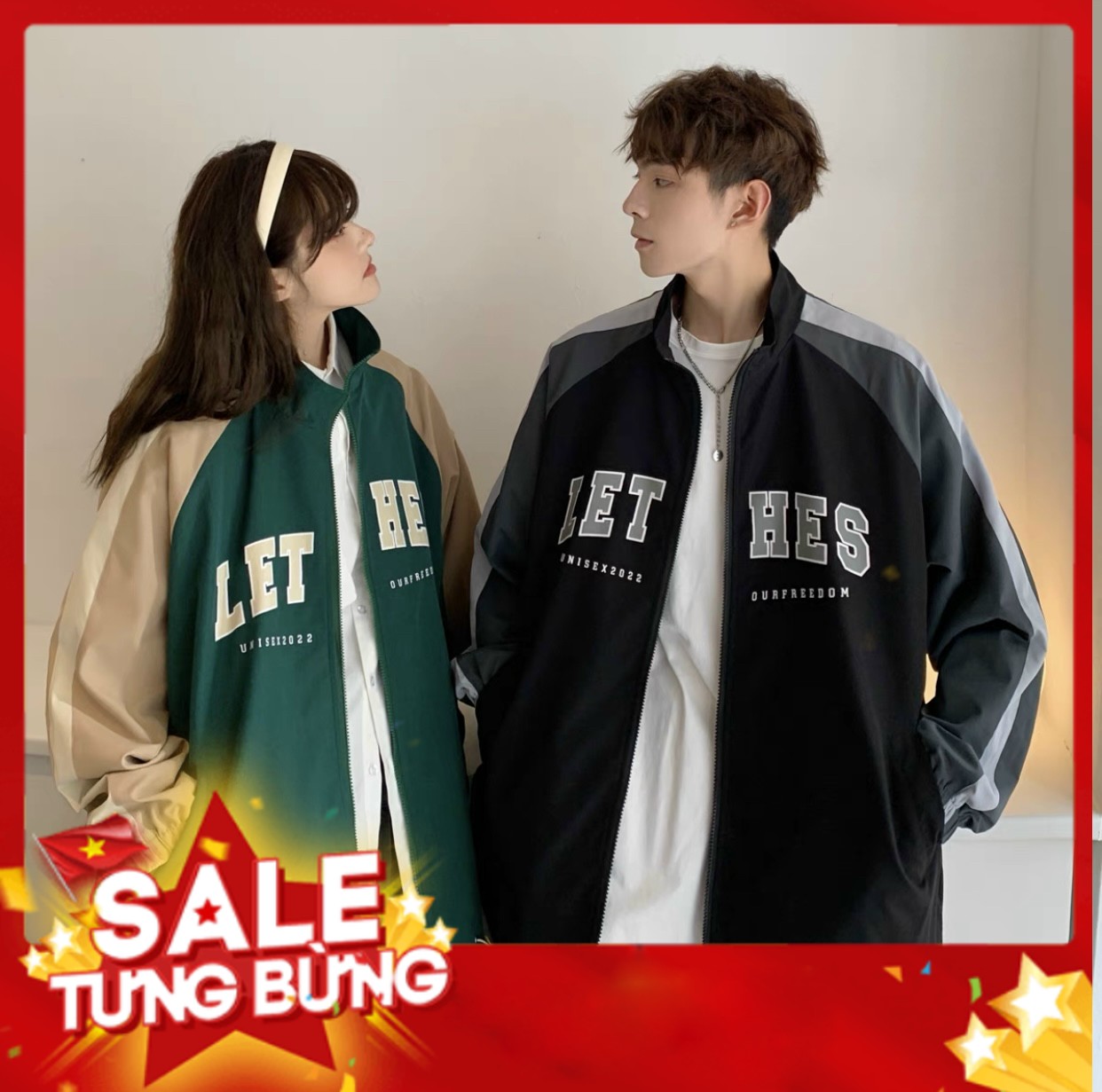 Áo Khoác Dù Nam Nữ 2 lớp Cao Cấp In Chữ LETHES Tay Áo Dài Phối Màu Phong Cách Cá Tính