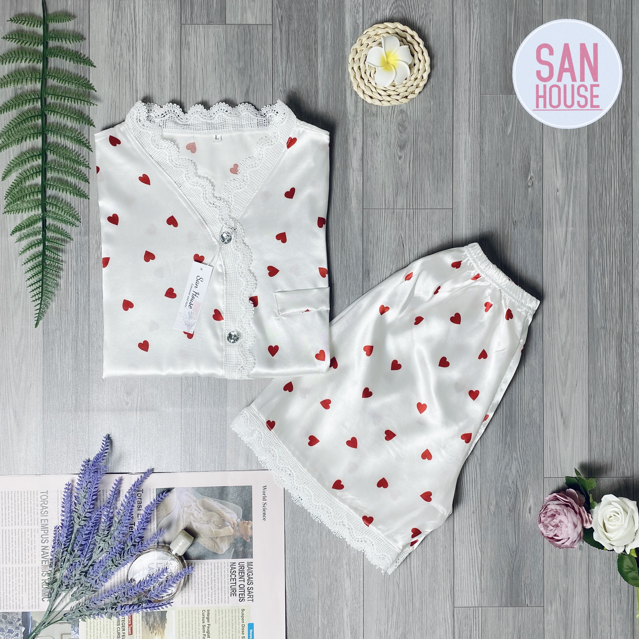 Bộ pijama lụa satin, đồ ngủ ren dễ thương, bộ đồ ngủ đồ bộ mặc nhà siêu đẹp, đồ ngủ ren sexyhàng Quảng Châu nhập cao cấp