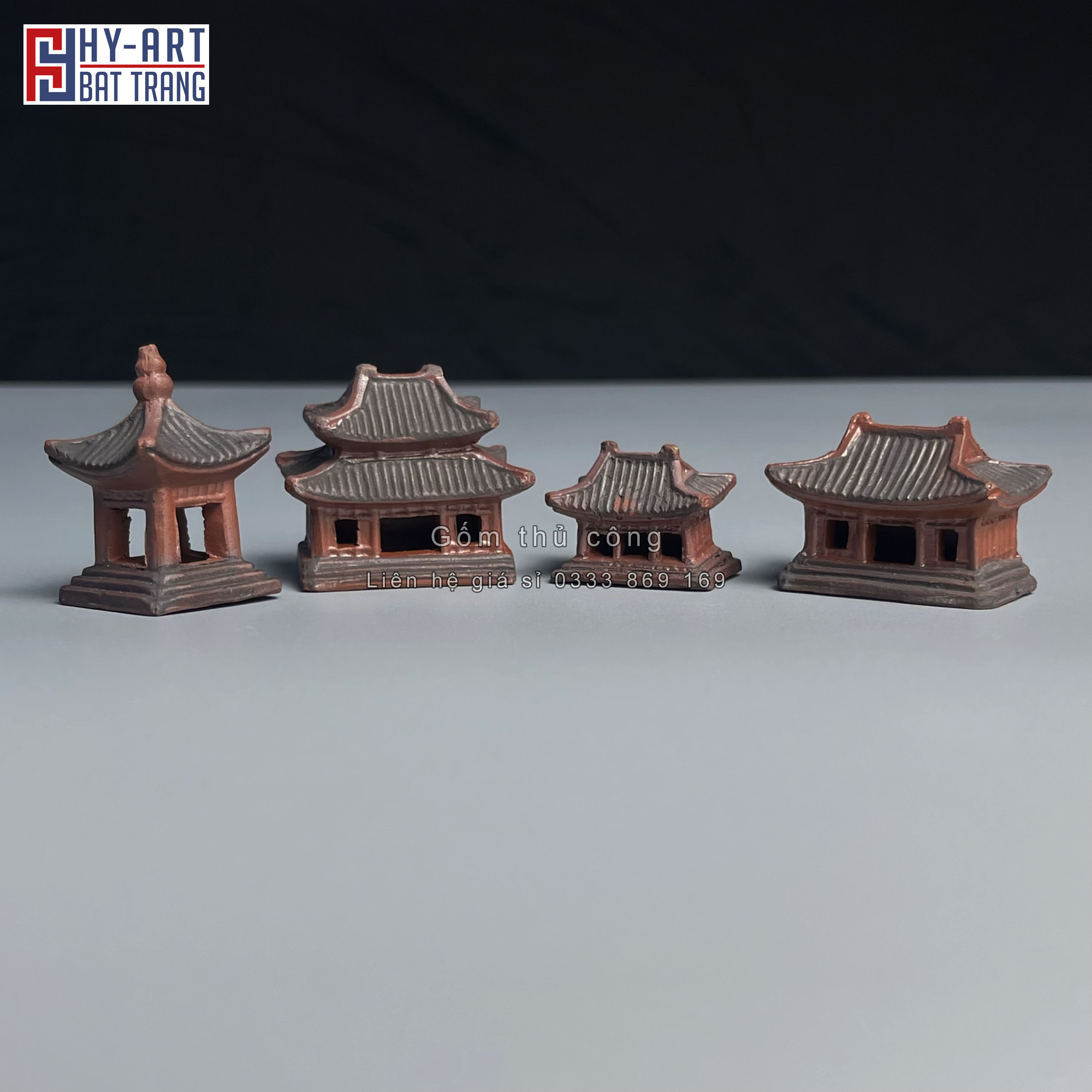 Mô hình gốm Tháp chùa Siêu Nhỏ - Phụ Kiện Trang Trí Hòn Non Bộ - Tiểu Cảnh - Bể Cá