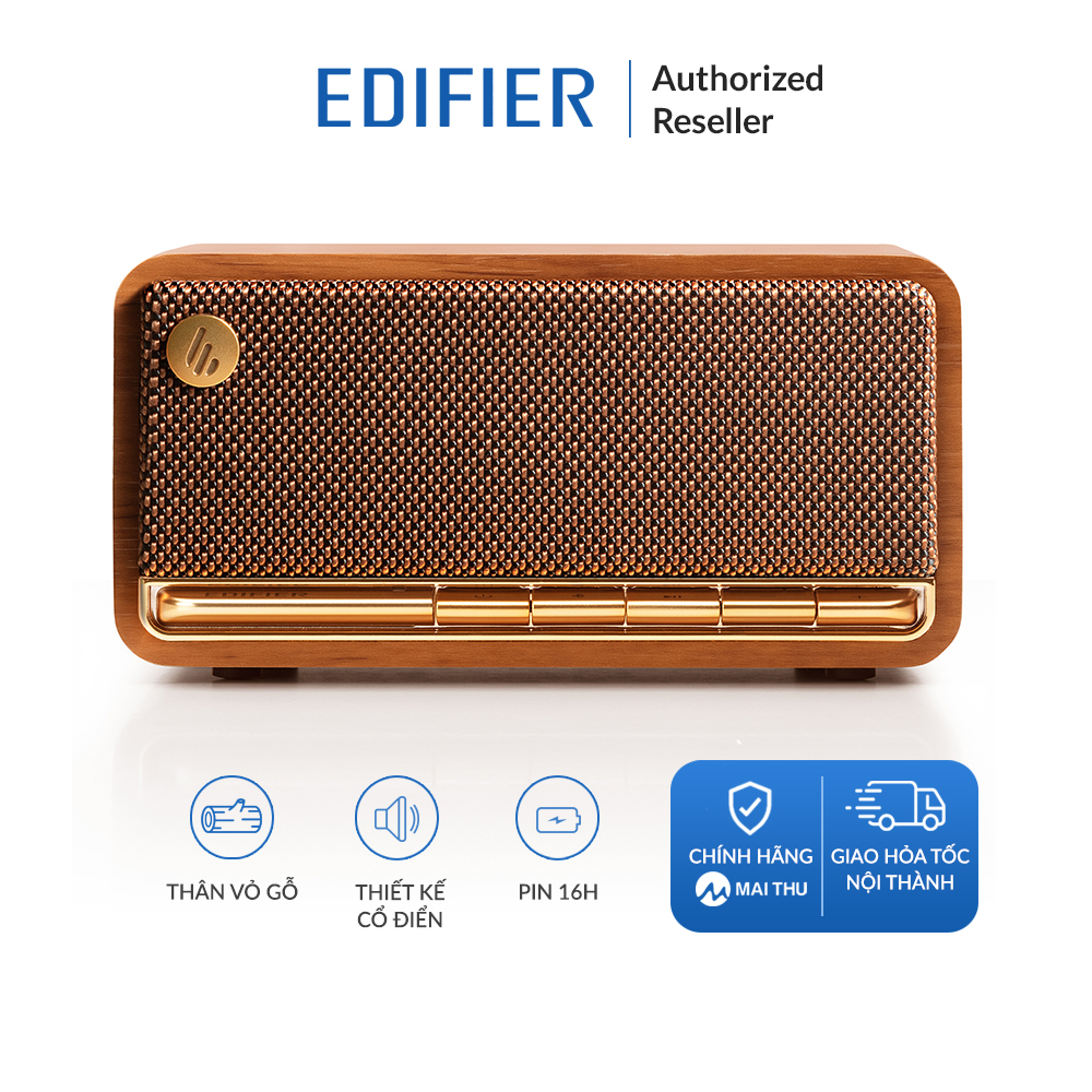 Loa di động bluetooth v5.0 edifier mp230 - thiết kế cổ điển - vỏ gỗ chống dội âm - khe cắm thẻ nhớ - pin 10h - hàng chính hãng - bảo hành 12 tháng