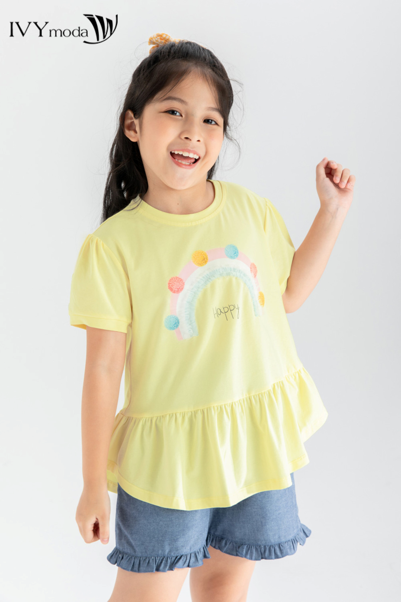 Áo thun bé gái dáng peplum độc đáo ivy moda ms 57g1339