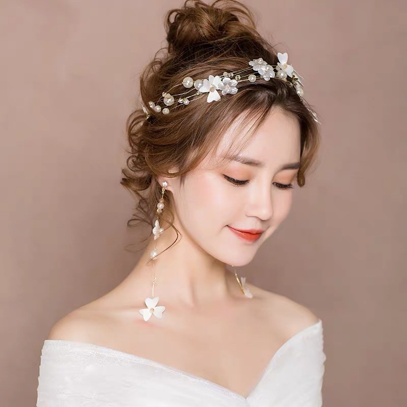 Cài tóc cô dâu dải hoa