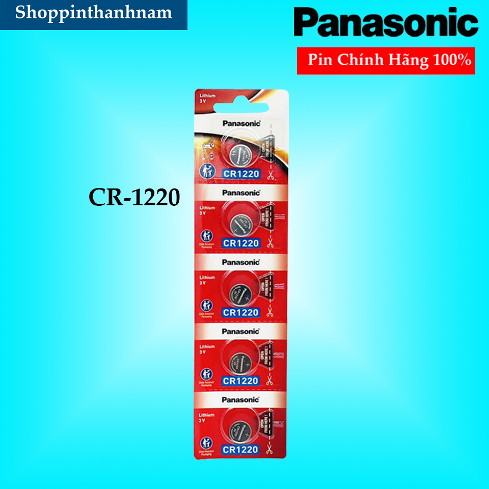 Pin CR1220 Panasonic Lithium 3V Vỉ 5 Viên Chính Hãng