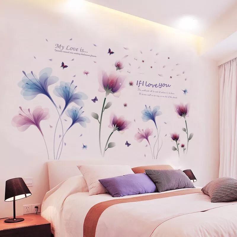Decal dán tường Hoa pha lê tím -H9-flowerdecal-Scenedecal