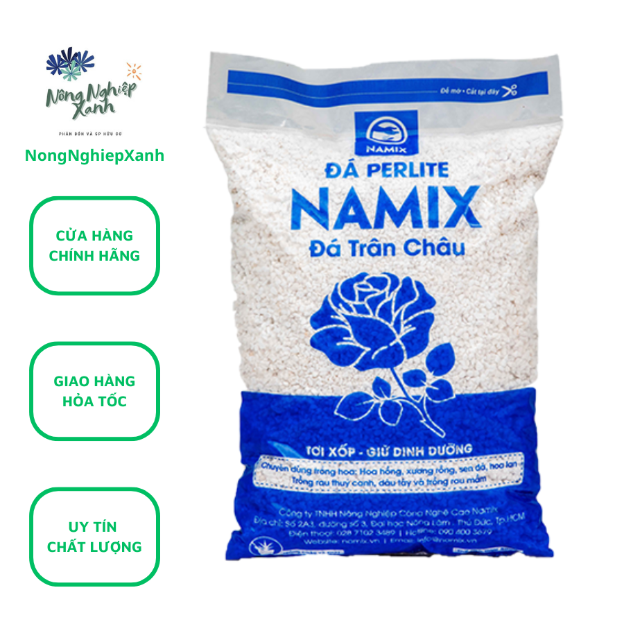 Đá perlite Namix túi 20dm3 khoảng 2kg chuyên dùng trồng thuỷ canh hoặc trộn vào đất để trồng hoa hồng, xương rồng, sen đá, hoa lan, rau mầm