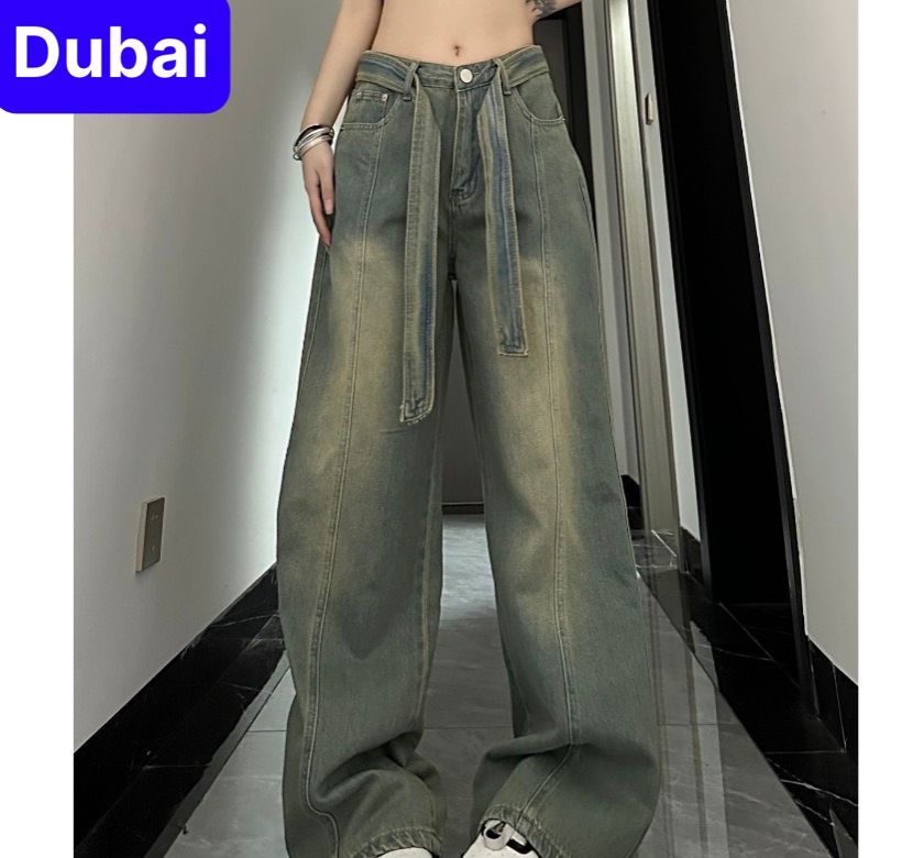 QUẦN JEANS DÀI ỐNG RỘNG PHONG CÁCH UNISEX, QUẦN JEANS CẠP CAO HIP HOP PHONG CÁCH HÀN QUỐC CAO CẤP - DUBAI FASHION