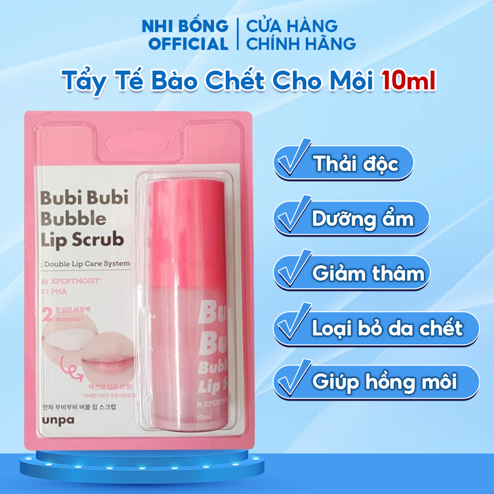 Tẩy tế bào chết sủi bọt cho Môi Unpa Bubi Bubi Bubble Lip Scrub Hàn Quốc 10ml giúp môi mềm mại hồng hào