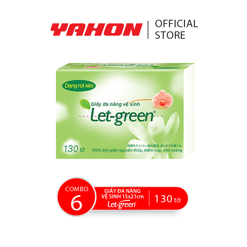Combo 6 Bao Giấy Vệ Sinh Đa Năng LET-GREEN 15*21cm, 130 Tờ/Bao