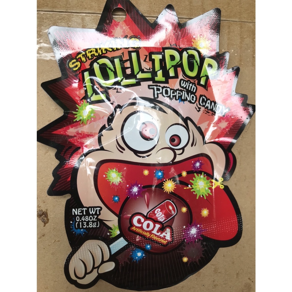 Kẹo Nổ Striking Lollipop Hong Kong Popping Candy Vị Cola (Gói 13.8g-nhỏ)