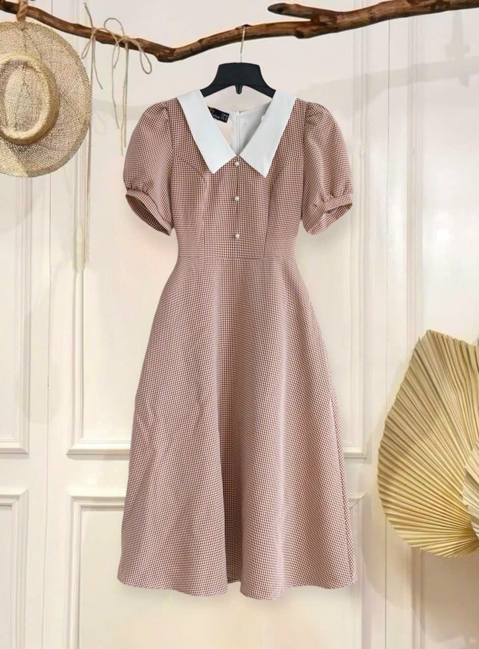 Sale size s m xl xxl đầm xếp ly cổ fullsize