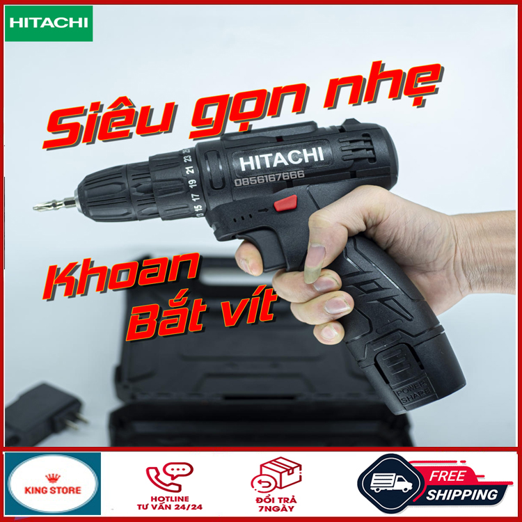 Máy khoan pin cầm tay, máy khoan mini, máy khoan cầm tay 12v Hitachi, khoan pin giá rẻ 2 cấp tốc độ, khoan pin 12v đảo chiều bắt vít, may khoan pin, máy khoan cầm tay