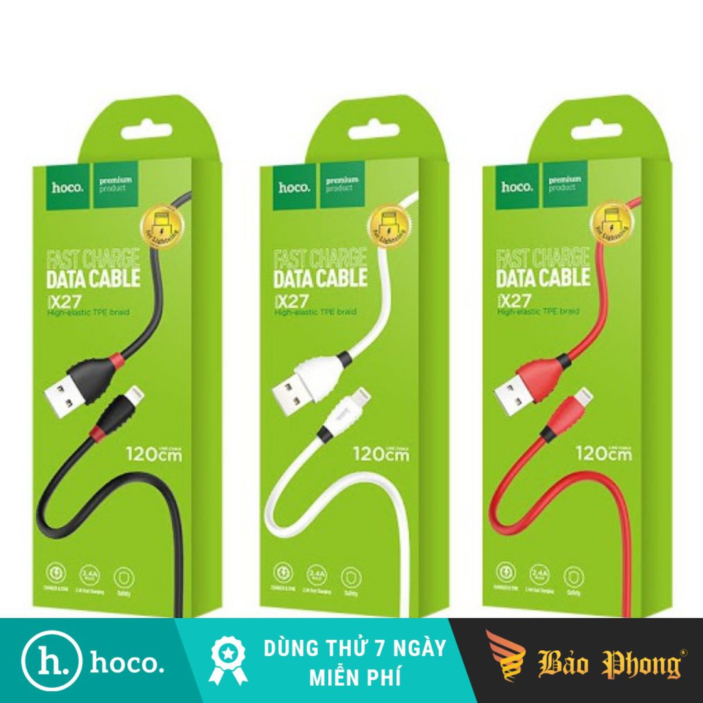 Cáp sạc iphone / ipad hoco x27 usb to lightning dài 1.2m