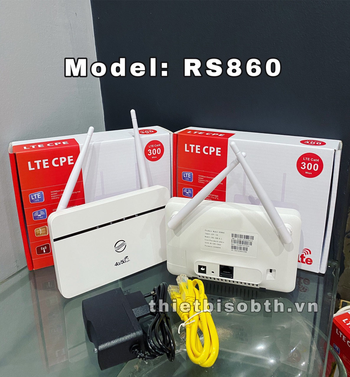 Bộ Phát Wifi từ sim 3G/ 4G RS860 Tốc độ 300Mbps, 2 râu wifi. Có cổng lan