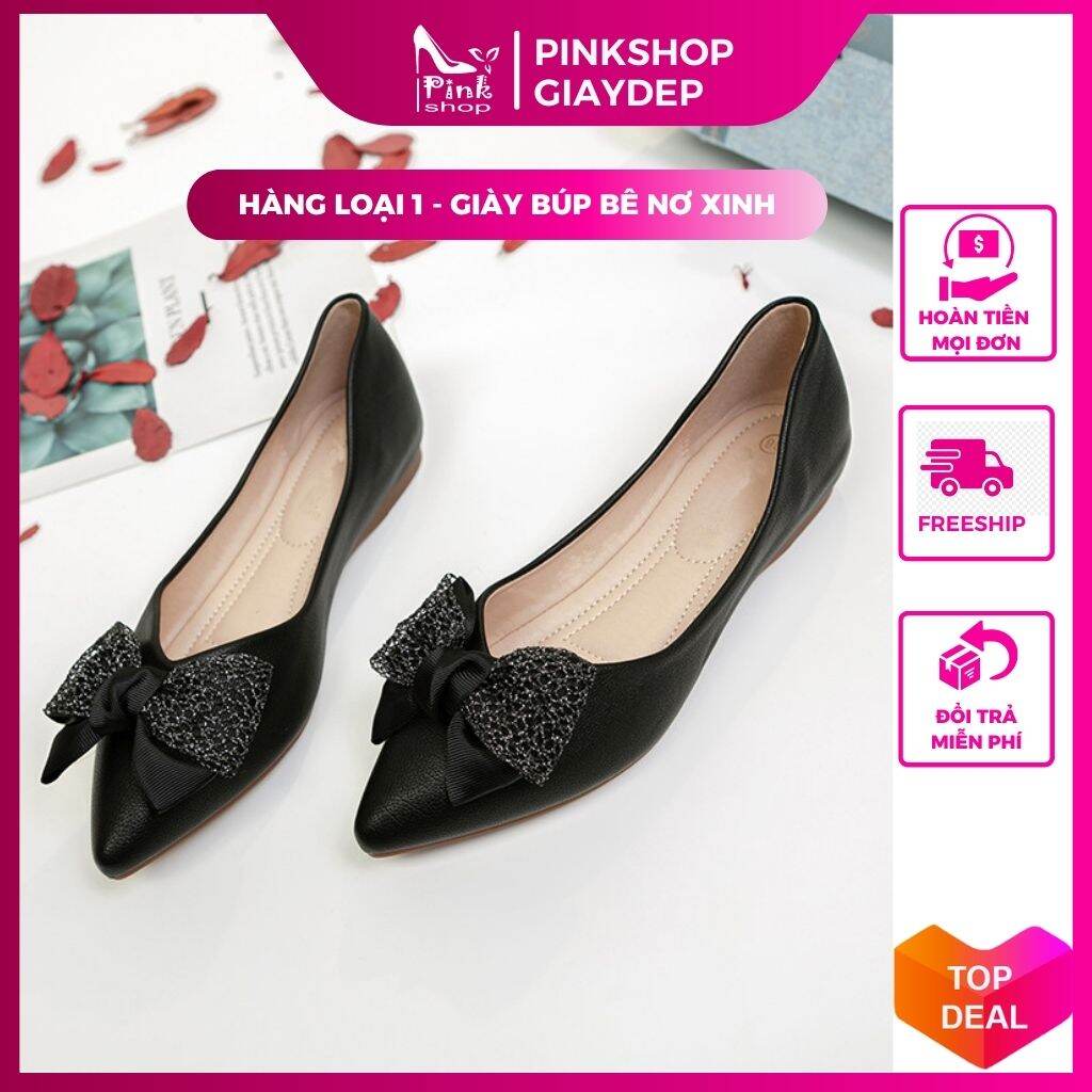 ⋚[Có mã giảm còn 49k] Giày búp bê nữ PinkShopGiayDep đế bệt da mềm 2 3 phân tiểu thư sang chảnh giày nữ đẹp – Mã BNO