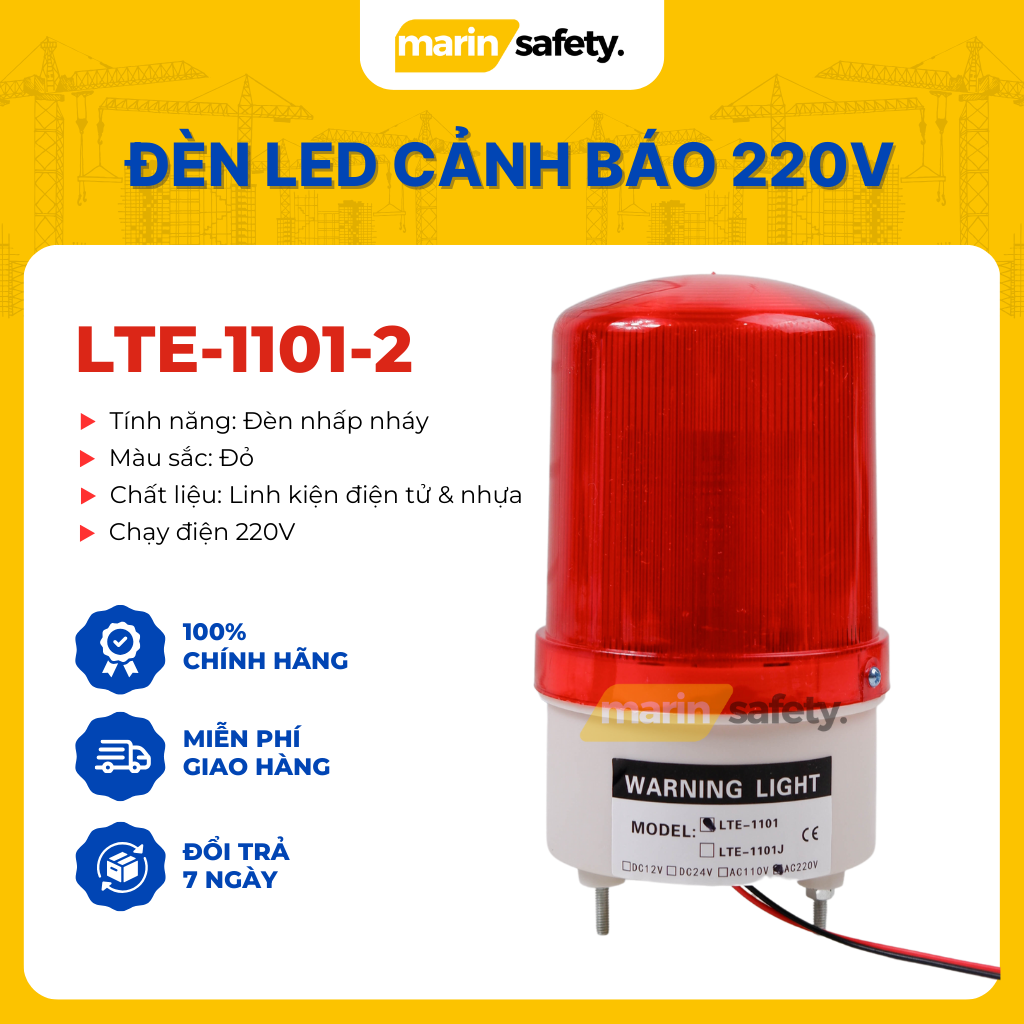 Đèn cảnh báo công trình thi công, đèn led xoay cảnh báo tín hiệu LTE-1101 loại 2 sử dụng điện 220V