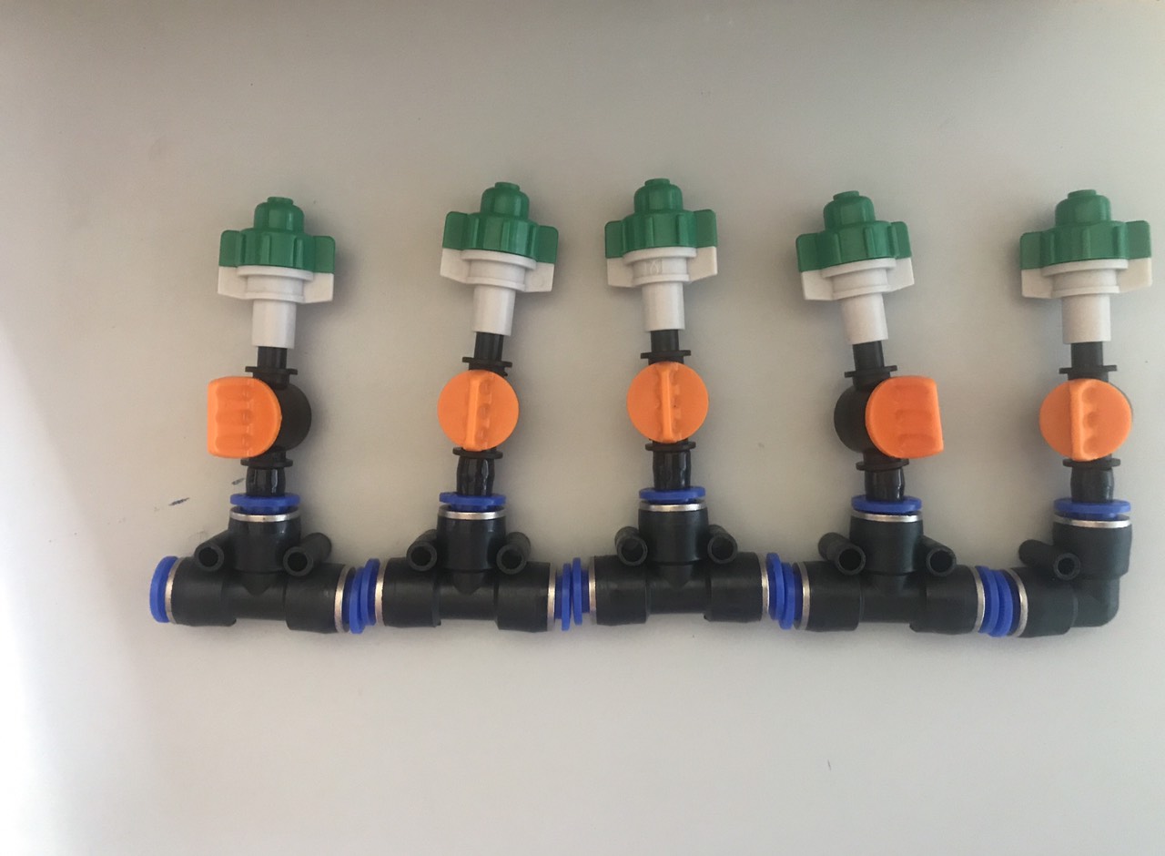5 Béc  phun sương tưới lan 1 cửa xanh có van khóa kèm T 8mm