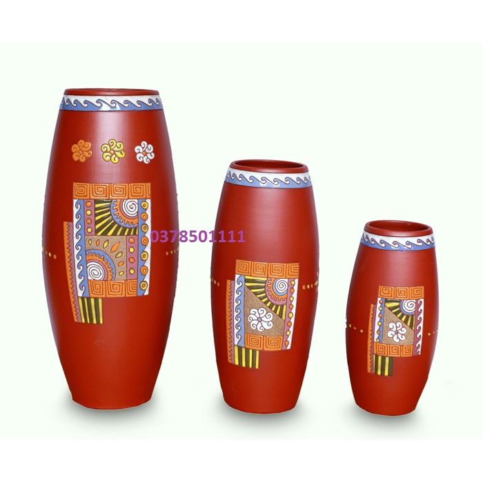 Lọ cắm hoa dáng đứng hoa văn thổ cẩm S3