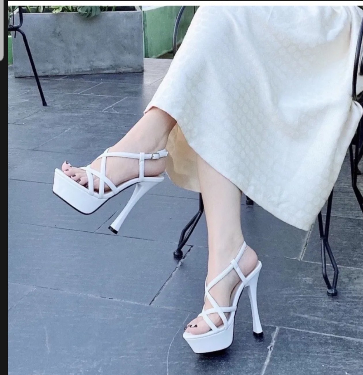 Dép sandal đế đúp quai rọ gót cao 14p