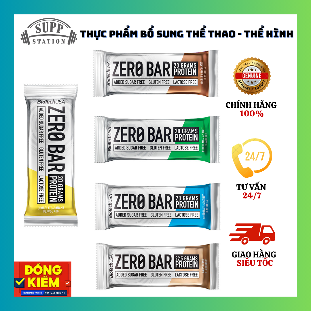 Thanh Bánh BiotechUSA PROTEIN ZERO BAR - CUNG CẤP 20G PROTEIN TỪ WHEY ISOLATE 100%, CHẤT SƠ, CỰC ÍT TINH BỘT VÀ CHẤT BÉO