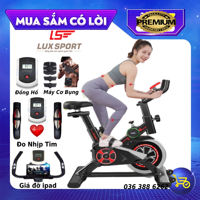Máy chạy bộ xe đạp tập thể dục KYTA SPORT X9, tặng máy cơ bụng ems + cảm biến nhịp tim + đồng hồ + giá đỡ ipad