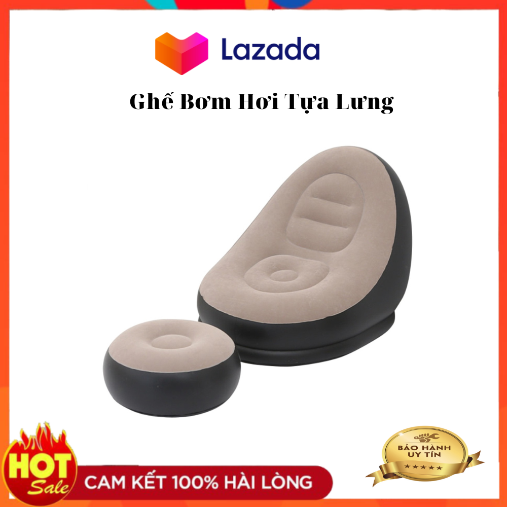 Ghế nệm hơi tựa lưng cao cấp, ghế hơi intex vỏ nhung, thư giãn chống mỏi cổ và mỏi lưng, thiết kế sang trọng, thích hợp cho thư giãn nghỉ ngơi lúc mệt mỏi, ghế hơi bơm/xả hơi tiện dụng - bảo hành 12 tháng.