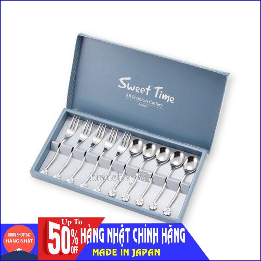 Bộ 10 thìa dĩa Inox Sweet Time Hàng Nhật