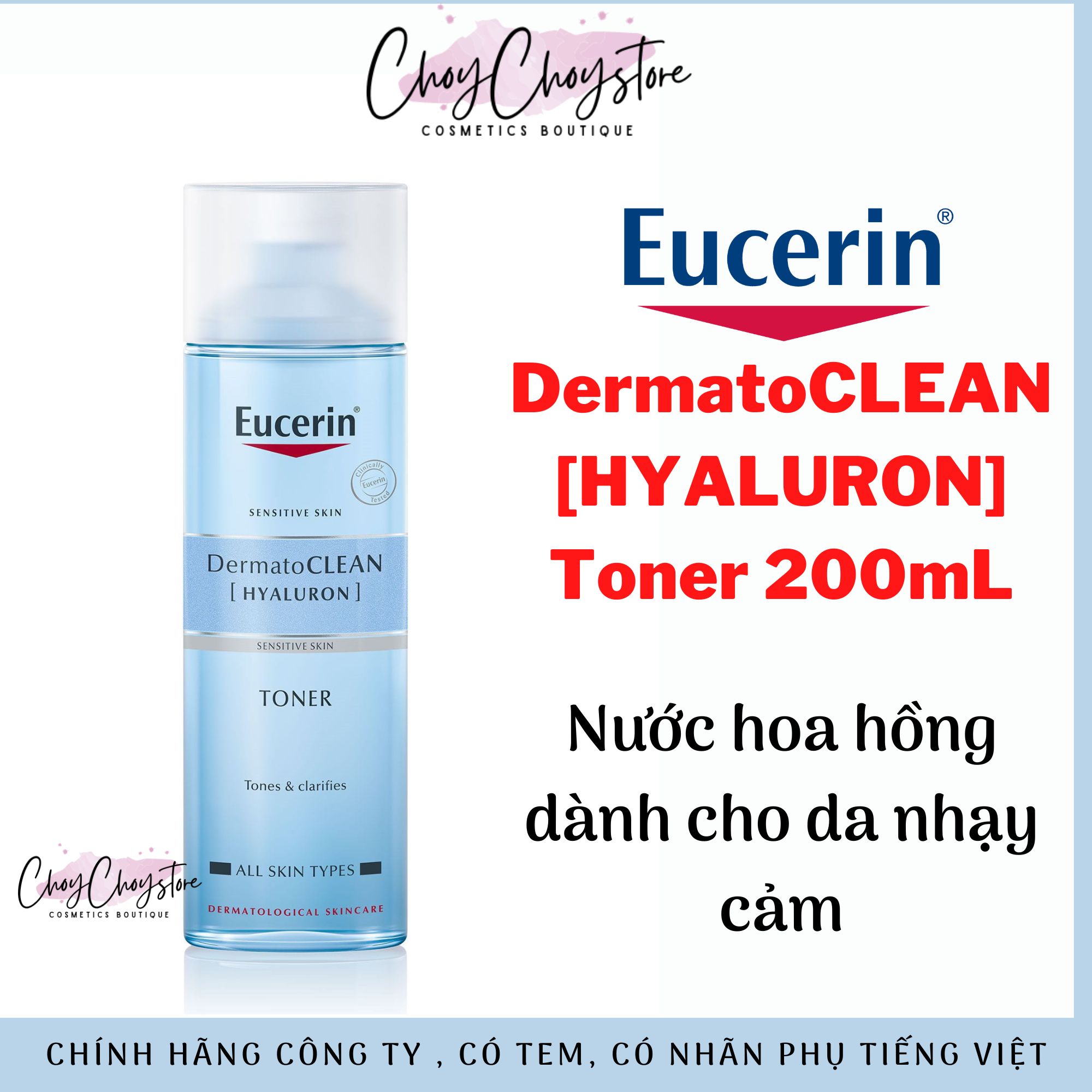 Nước Hoa Hồng Eucerin Hyaluron Toner 200mL Dành Cho Da Nhạy Cảm