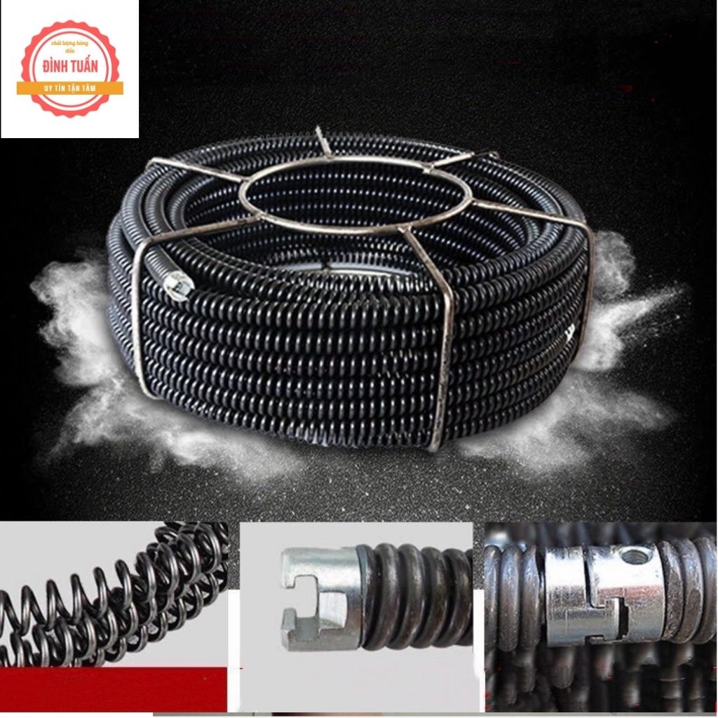 Dây thông tắc cống phi 16, dây thông nghẹt cống dùng cho máy khoan dài 6m, 9m, 12m, 15m
