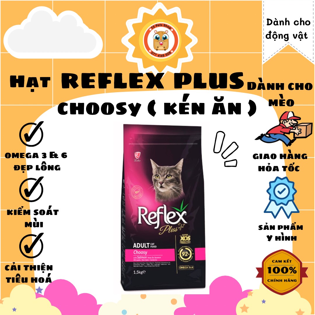 Thức ăn hạt Reflex plus dòng choosy 1,5kg dành cho mèo kén ăn