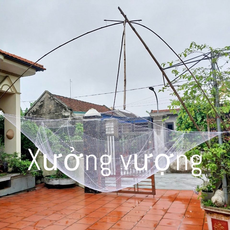 Dù câu cá, lưới đánh cá, vó bắt cá cạnh vó 2,4m x2,4m độ thùng thịt cao màu trắng