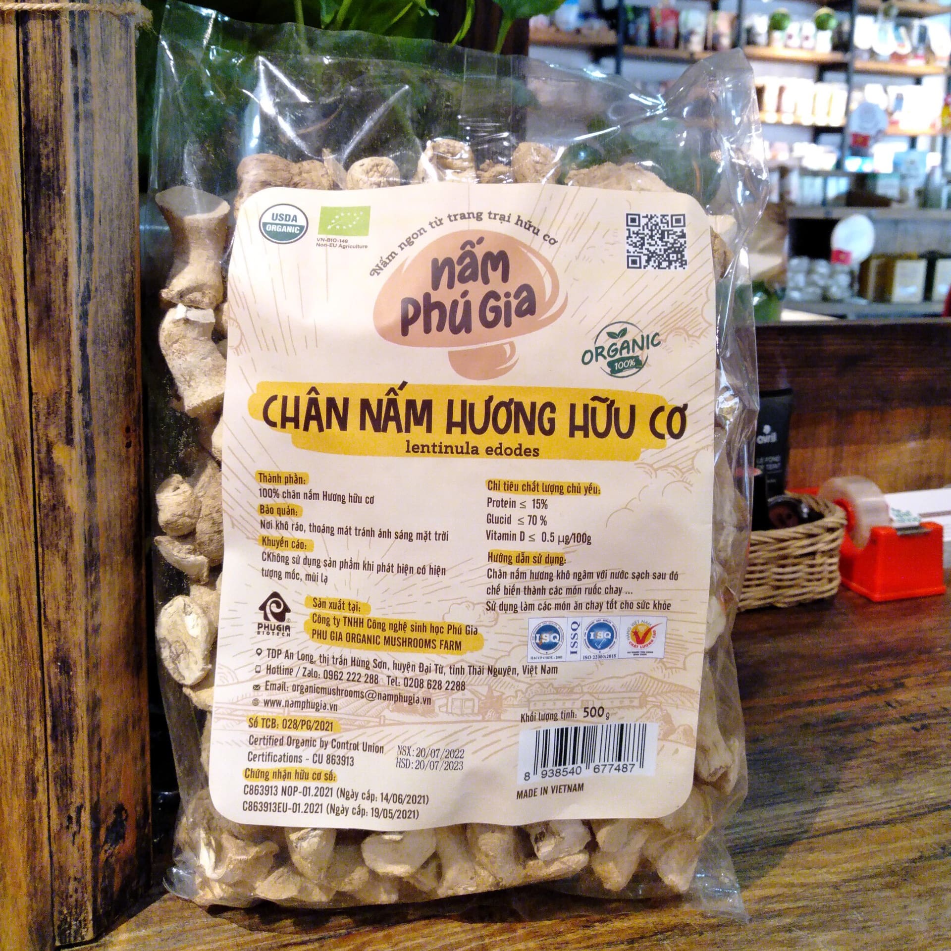 Chân nấm hương khô hữu cơ Phú Gia 500g - Leafhouse hcm