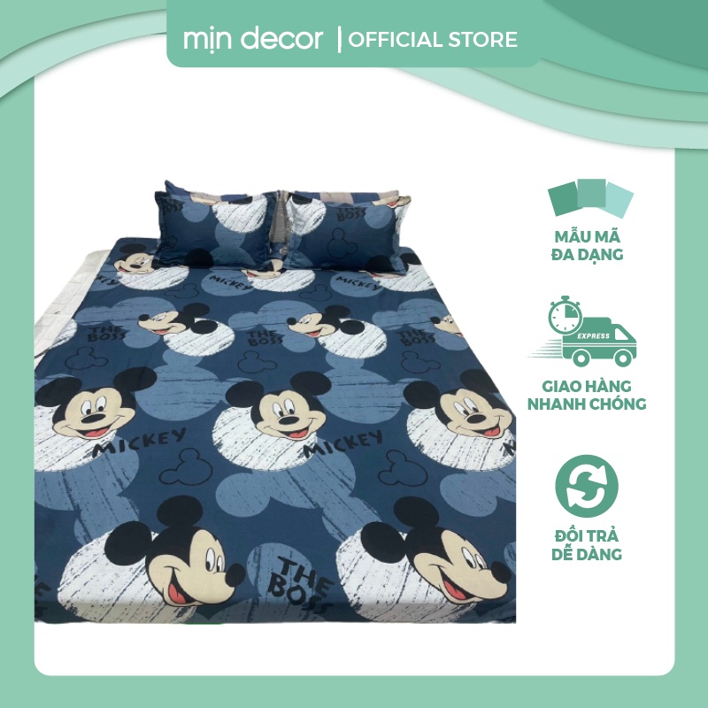 Bộ ga gối cotton 3D Mịn Decor, vỏ ga giường vỏ gối cotton, bộ ga giường cotton poly nhiều màu