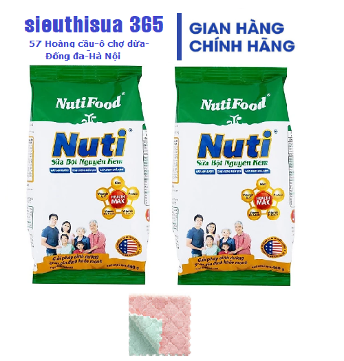 Combo 2 túi sữa bột Nutifood Nguyên Kem 400g giành cho cả gia đình-tặng khăn lau đa năng