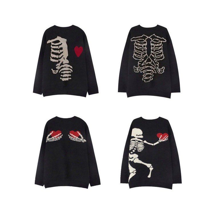 Áo sweter xương cầm trái tim chất nỉ dày dặn dành cho nam nữ hàng chuẩn unisex oversize