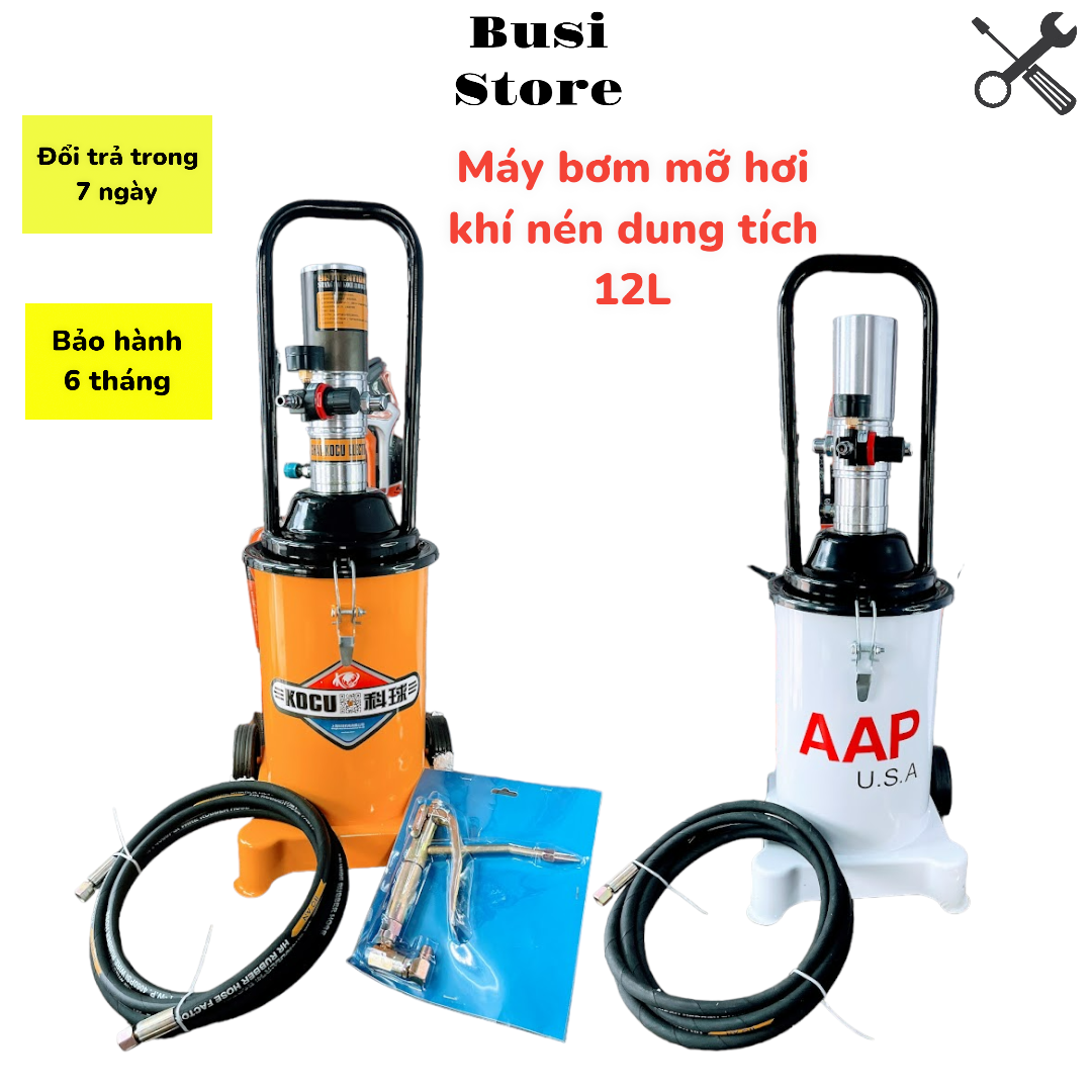 Máy bơm mỡ hơi khí nén 12l kocu , aap - bảo hành 6 tháng