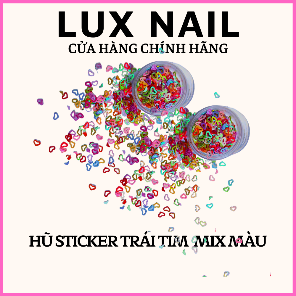 Hũ 289 trái tim 3D mix 12 màu trang trí móng nail , trái tim ẩn nail, phụ kiện trái tim trang trí nail nghệ thuật