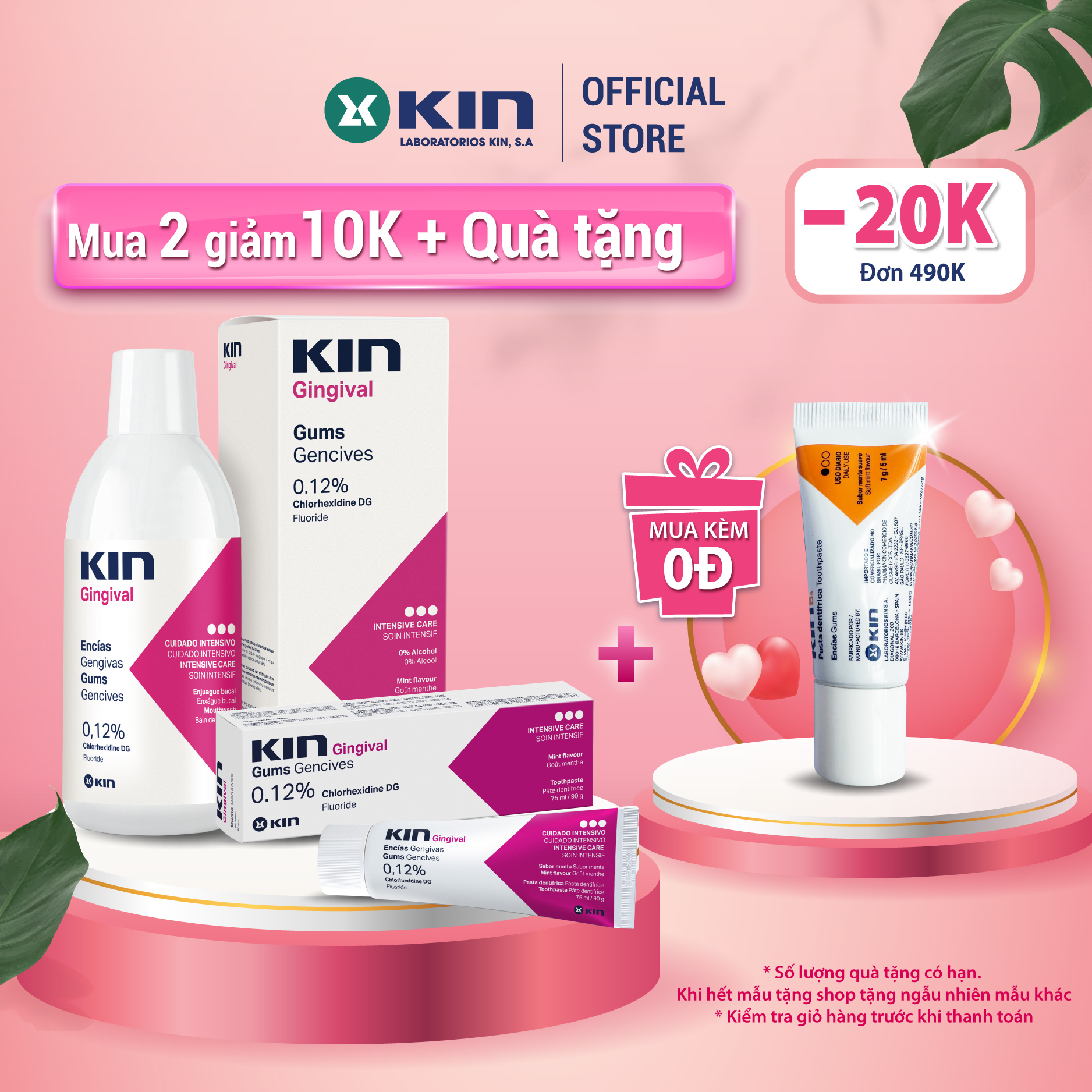 Combo Kem đánh răng và Nước súc miệng Kin Gingival cho viêm nướu nha chu