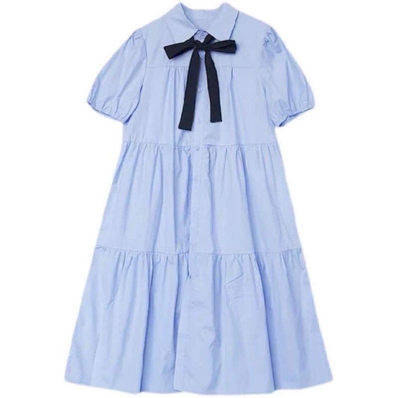 Đầm sơ mi babydoll xanh blue