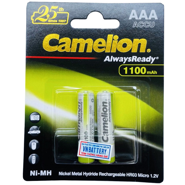 Pin sạc aaa camelion alwaysready 1100mah - vỉ 2 viên