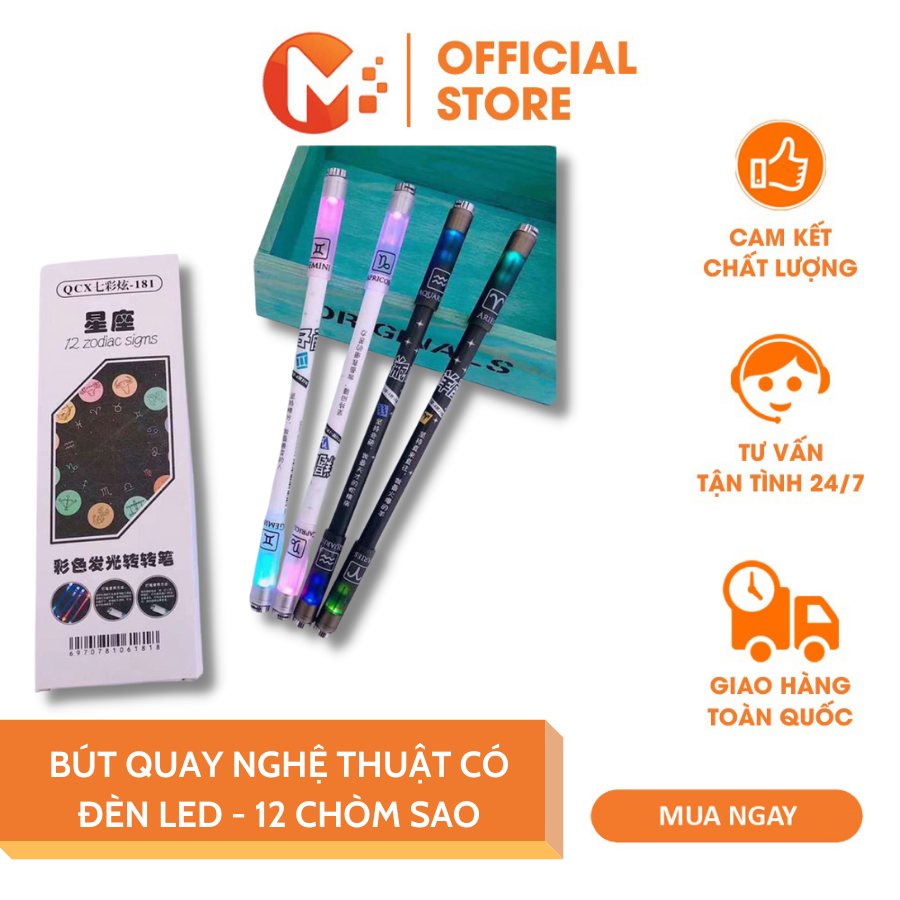 Bút Quay Nghệ Thuật Có Đèn Led Phát Sáng Tự Đổi Màu Tương Ứng 12 Chòm Sao Sáng Tạo Độc Đáo Mikatek