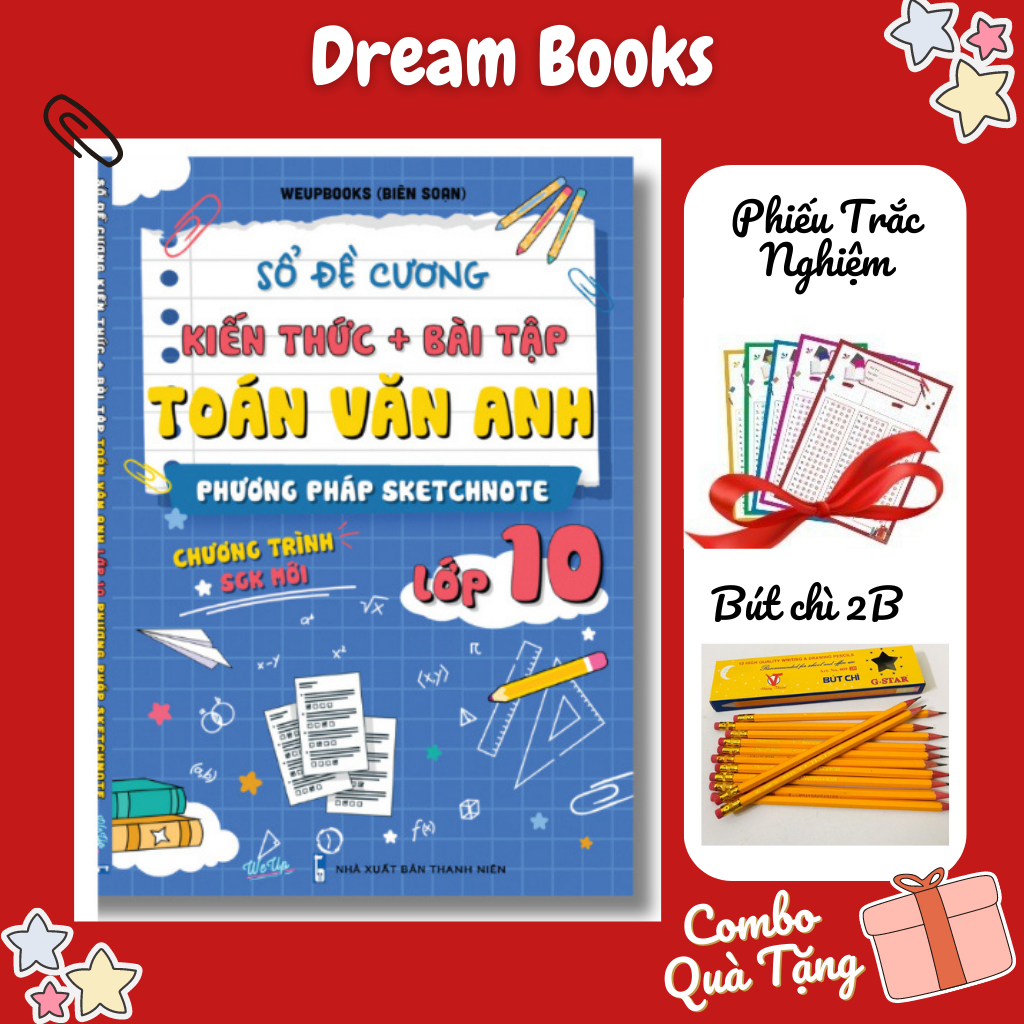 Sổ Tay Đề Cương Kiến Thức Và Bài Tập Toán Văn Anh 10- Học Theo Phương Pháp SKETCHNOTE Trang Trí Sticker Sinh Động